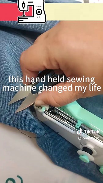 If you want to cook garments or any type of fabric, try this Mini Handheld Sewing Machine and include hand sew tool kit, easy to use for at home, Portable Electric Sewing Machine #sewing #sewingmachine #sewingtiktok #sewingtutorial