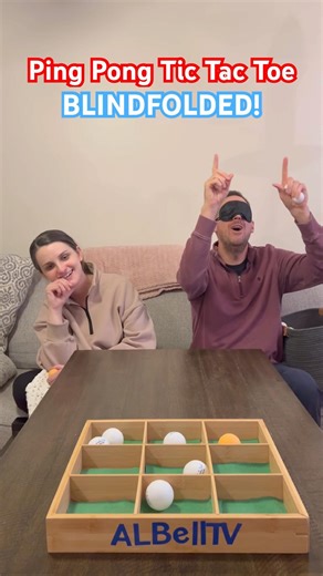 CRAZY Ping Pong Tic Tac Toe Game 🏓 Can I Win BLINDFOLDED #games #familyfun #viral #shorts #fun