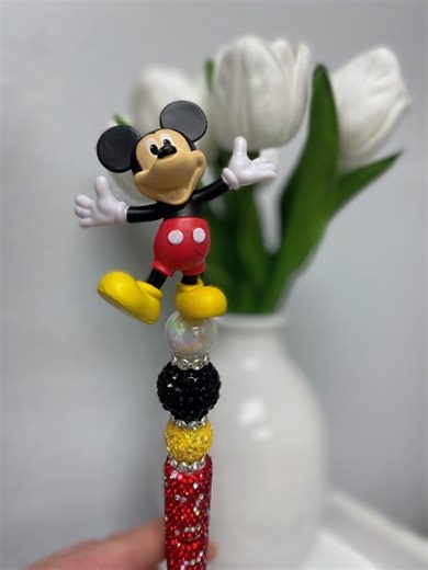 Sparkling Mickey Mouse Charm Beaded Pen - Handcrafted Whimsy for Disney Fans - Etsy