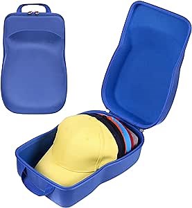 khanka Hard Storage Carrying Case Compatible with Baseball Caps This Organizer Holder Protects up to 8 Hats (Blue)