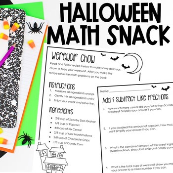Halloween Math Word Problems for 4th 5th Graders Fractions and Decimals