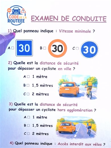 Révise ton code de la route et ton permis de conduire avec ces 6 questions ! #code #permisdeconduire #panneau #securiteroutiere #france