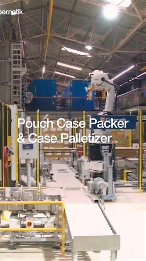 Cybernetik on Instagram: "High-volume pouch packing relies on accuracy and seamless transfer from packing to palletizing. Our integrated Pouch Case Packer and Case Palletizer brings these stages together, creating a streamlined end-of-line workflow that maintains speed along every step of the operation. Multiple robots manage pouch handling and case loading with consistent precision, while controlled carton vibration and a settling press maximize packing density and support smooth case closure.