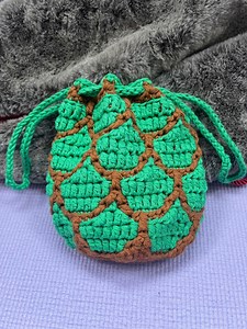 Dragon Scales Mini Drawstring Bag - Handmade Crochet Pouch - Perfect for Dice, Trinkets and Treasure Collections - Goblincore - Cottagecore - Etsy Australia