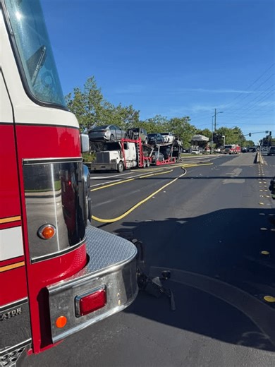 Sunrise Avenue closed in Roseville after car transporter truck fire