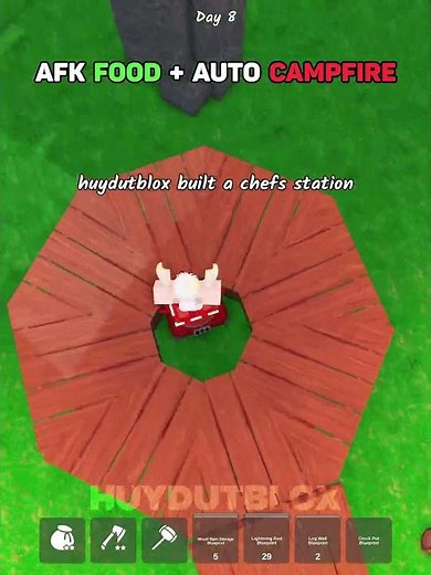AFK Food + Auto Campfire😮😱 #huydutblox #roblox #99nightintheforest