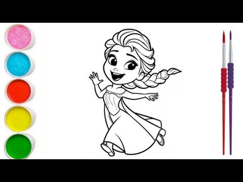 How to draw Beautiful Elsa frozen Easy Drawing, painting and coloring for kids
