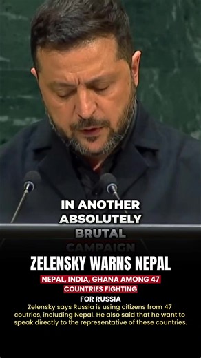 Ukrainian President Volodymyr Zelenskyy raised urgent concerns regarding the exploitation of foreign citizens in the ongoing conflict. Speaking at the UN General Assembly, he highlighted that individuals from 47 different countries including Nepal, Ghana, Tajikistan, India, Yemen, Kenya, Zimbabwe, Cuba, Belarus, Sudan, and South Africa are being utilized in the war zone. Zelenskyy made a direct appeal to the governments of these nations, urging leaders to take immediate action to protect their p