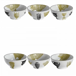 Roma Set of 6 porcelain Bowls with ancient amphorae