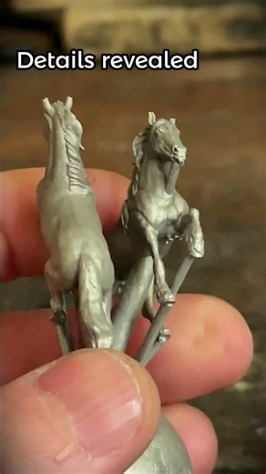 Handcast silver horse miniature.