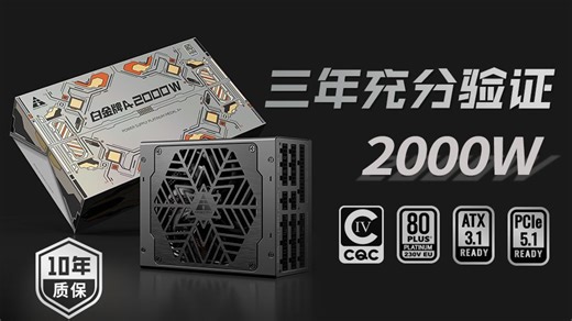 年轻人的第一台工业级电源? 双料白金认证×全日系电容丨PCIe5.1/ATX3.1原生直插50系显卡丨主动式PFC 全桥LLC DC-DC架构|