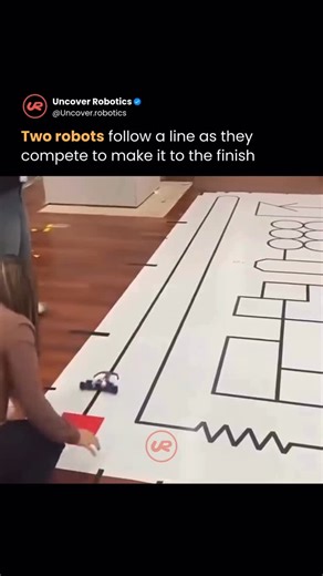 AI & Robotics on Instagram: "Two robots built for speed and accuracy face off in a line-following race, each using sensors to read the path and react in real time. 🏁 📡 Follow @uncover.robotics for more behind-the-scenes tech from the real robot revolution. Credits: u/YongChuannnnn on Reddit"
