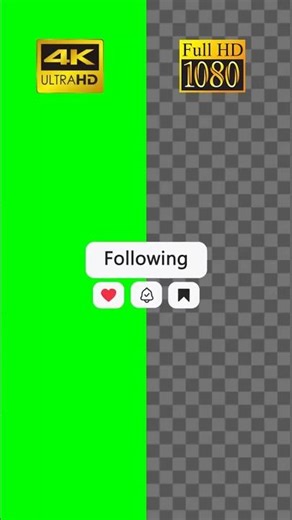 Follow - Following + like, bell, save | Green screen, alpha channel