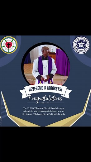 The Tlhabane Circuit YL would like to extend its heartfelt congratulations to Reverend K Mooketsi on his election as Tlhabane Circuit's Dean's Deputy. #elcsatlhabanecircuitYL #elcsayl #TlhabaneCircuit #SAMA28