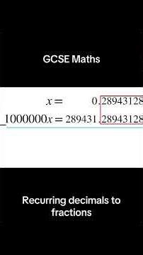 A more complex recurring decimal. This method works for any recurring decimal. #gcsemaths #gcse
