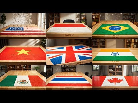 🌍🧱 4- WHICH COUNTRY'S LEGO WOULD YOU LIKE TO PLAY WITH ? LEGO CITIES AND LANDMARKS ON FLAG BASE