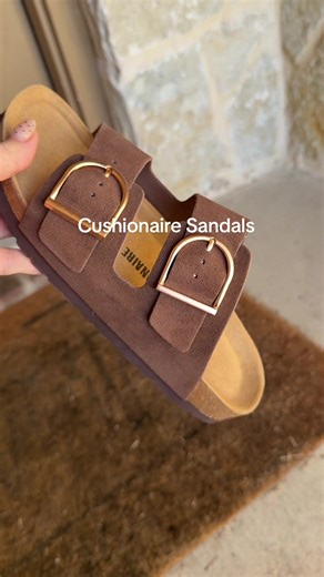 The buckle shape is different and so cute, they also have a bunch of colors in these! #cushionaire #sandals