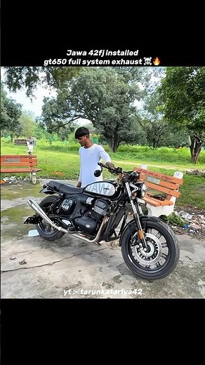 Gt650 exhaust in jawa 42fj ☠️🔥 SUBSCRIBE 🙌🏻 #modified #jawa42fj #shorts