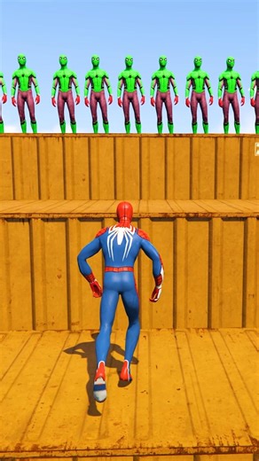 Green Spiderman vs GTA 5 Spiderman Ragdolls Challenge Jump/Fails Ep 33 #shorts