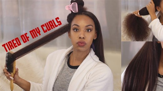 My step-by-step routine: Straightening natural curly hair for a sleek look!