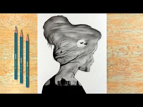 Scenery Inside A Girl | Easy Drawing for Beginners | Pencil Drawing | Creative Art & Sketch | #17