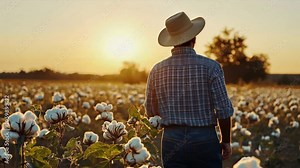 Farmers in organic cotton production: Farmers growing organic cotton, focusing on sustainable and chemical-free farming practices,