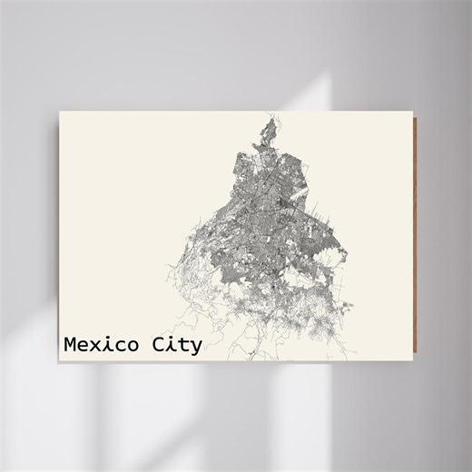Mexico City Map Art Print, Minimalist Black Line Art (digital Download A2 A3 A4) - Etsy