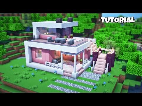 Minecraft: How to Build Modern House | Pale & Cherry Wood 🏡48