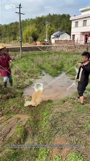 How to Drain a Pit with Just Two Buckets! 🌾🦀↓ #DIY #FarmLife