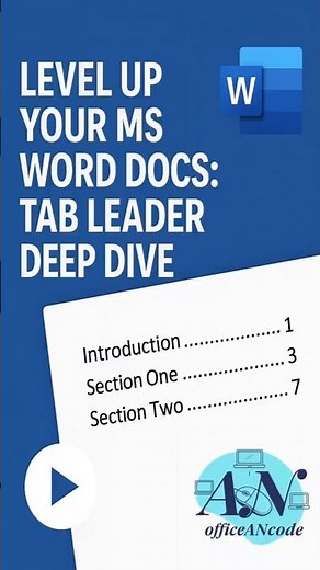 Level Up Your MS Word Docs :Tab Leader Deep Dive #officeANcode