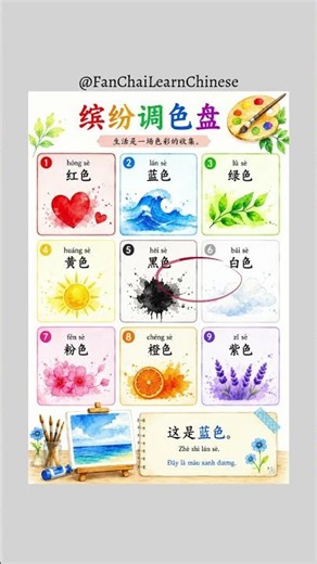 🎨 Từ Vựng Tiếng Trung Về Màu Sắc | 颜色中文词汇 🌈 #hoctiengtrung