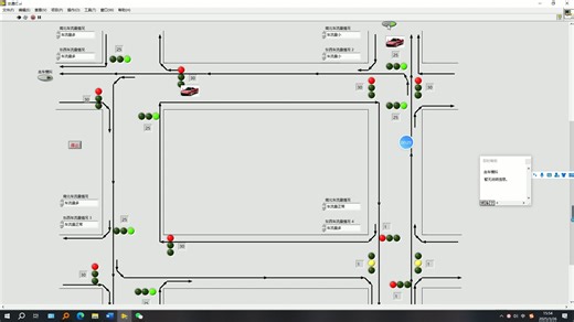 labview 4路口 交通灯 模拟