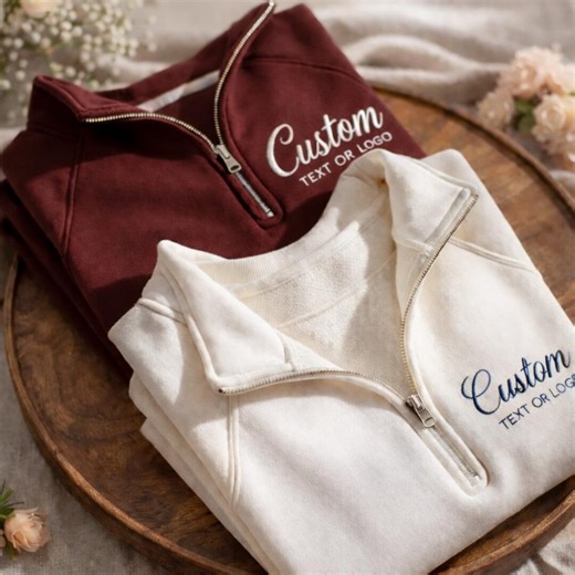 Custom Embroidered Quarter Zip Sweatshirt, Personalized Name Sweater, Minimalist Couple Gift, Vintage Pullover - Etsy