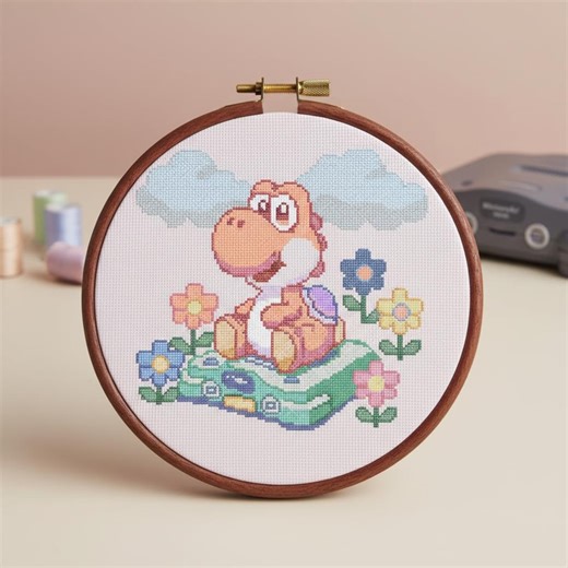 Pink Yoshi Cross Stitch Pattern, Retro Gaming, Beginner Friendly (digital PDF) - Etsy UK