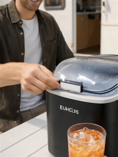 Ice in 6 Minutes Anywhere ❄️ Portable Ice Maker Everyone Is Buying Never run out of ice again. This EUHOMY portable ice maker produces fresh ice in just 6 minutes and up to 26 lbs per day — perfect for home, parties, camping, RV trips, or summer drinks. Compact, powerful, and super easy to use with auto-cleaning function. If you love cold drinks on demand, this is a must-have kitchen gadget. 👉 Tap to get yours before it sells out.👆 Link in my bio 🔥 As an Amazon affiliate, when you find awesom