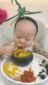 15-month-old baby immersed in enjoying exclusive complementary food #feedingintolerance