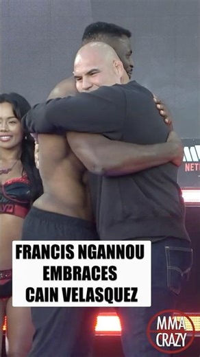 Francis Ngannou hugs & embraces Cain Velasquez at MVP MMA Face Off #francisngannou #cainvelasquez