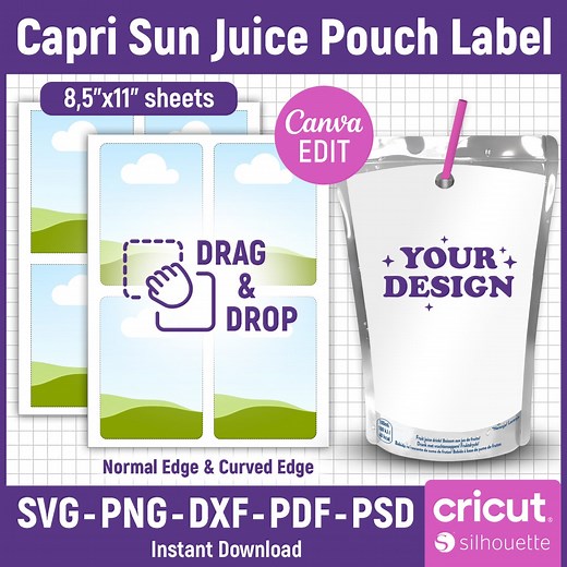 Capri Template Svg, Blank Capri Sun Template, Juice Pouch Label, Juice Label Party, Custom Capri Label, Birthday Party Favor, Canva Editable - Etsy