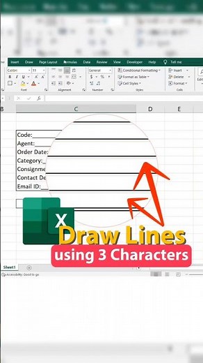 Using just 3 characters draw lines in your desired cells. Excel format cell. #excel