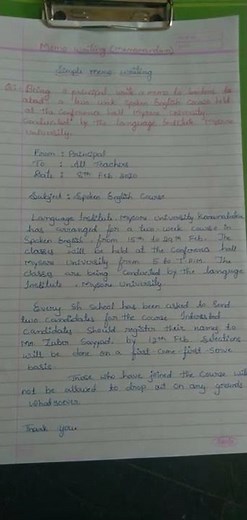 simple memo (memorandum)writing