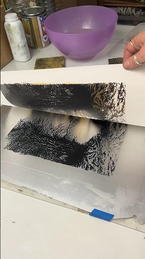 Kitchen lithography, printing the fourth and final layer. #artwork #printmaker #kitchenlithography