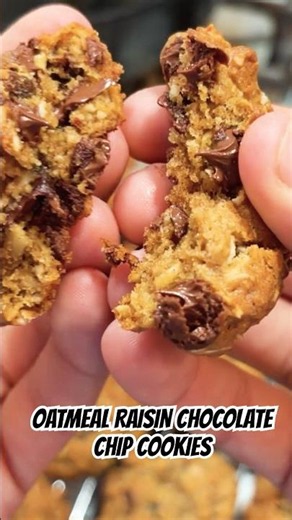60 Oatmeal Raisin Chocolate Chip Cookies🍪!! #baking #asmr #recipe #foryou #cookies