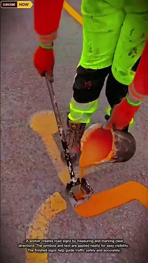 Road Marking Process | Worker Creating Traffic Signs on Asphalt #skilledworkers #construction