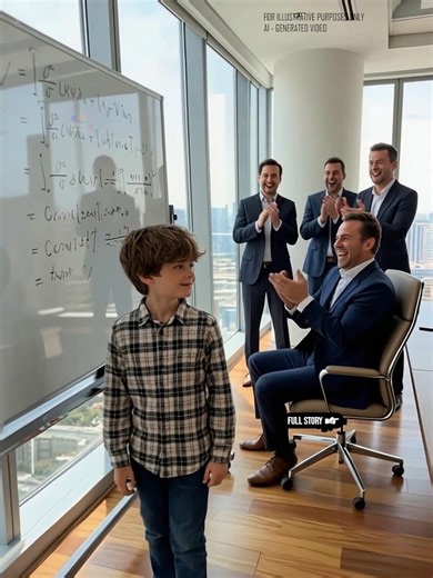 A barefoot boy slowly raised his hand inside the country’s most elite boardroom. “I can solve it by myself.” The room erupted in cruel laughter—until what happened next silenced everyone. $300,000. That was how much Augusto Villarreal, a 52-year-old tech billionaire, had paid international experts to solve the complex equation glowing on the digital whiteboard of his 38th-floor boardroom. Three weeks. 52 PhDs. Not a single answer. And now, a barefoot ten-year-old boy in worn, patched clothes sto