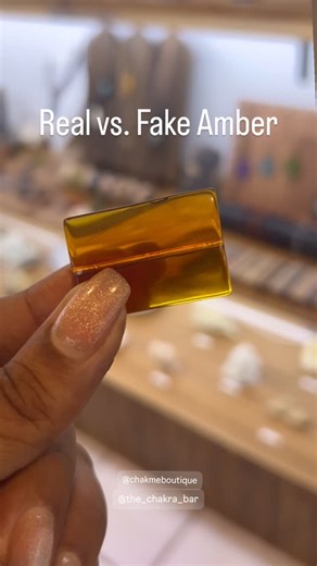 Chakra Bar on Instagram: "REAL vs. FAKE AMBER… let’s be clear. Not everything labeled “Amber” actually is. And energetically? There’s a huge difference. UV light test: When exposed to UV (black light), real amber often fluoresces a soft blue, green, or yellow glow, while fake amber usually shows little reaction or an artificial, overly bright color. Real amber is fossilized tree resin, millions of years old. It carries ancient earth wisdom and a natural bio-electric warmth. Fake amber is usually