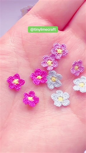 Micro crochet 🧶 the beautiful small flowers 🌺. Full tutorial please go to my YouTube channel 🎬🥰