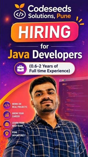 🚀 Codeseeds Solutions is Hiring | Java Developer #JavaDeveloper #FresherJobs #HiringNow #ITJobsIndia