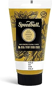Speedball 3513 Water Soluble Block Printing Ink – Bold Color With Satin Finish AP Non-Toxic 2.5 Fl. Oz., Gold