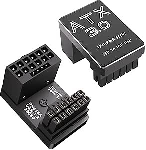 12VHPWR 180 Degree Angled Adapter: Aluminum ATX 3.0 16 Pin GPU Power Connector 600W Pcie5.0 Power Adapter for 12+4pin RTX 3090Ti 4070Ti 4080 4090 Graphic Card GPU (Type A)
