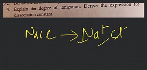 Explain the degree of ionization. Derive the expression for dis... | Filo